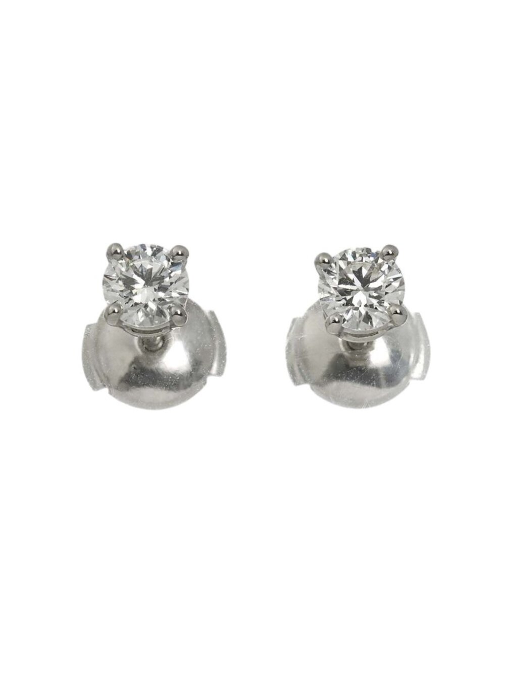 Tiffany & Co Solitaire Diamond Earrings Pt Stud Pierced